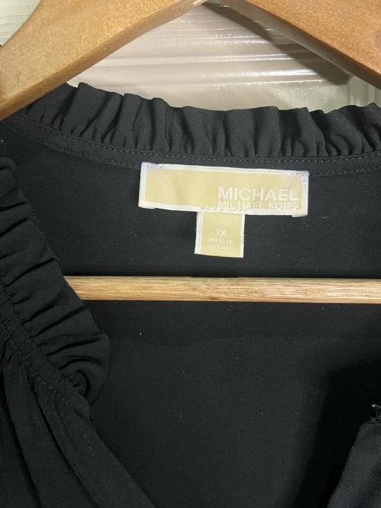 Michael Kors Womens Sleeveless Dress 1X Black Ruffle Contemporary Minimalist - Picture 3 of 6